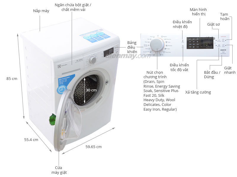 may giat electrolux ewp10742 5 | Điện Lạnh Quý Nhân