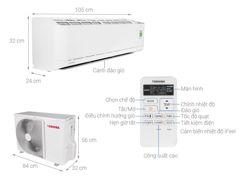 Thông số kỹ thuật Máy lạnh Toshiba 2 HP RAS-H18U2KSG-V