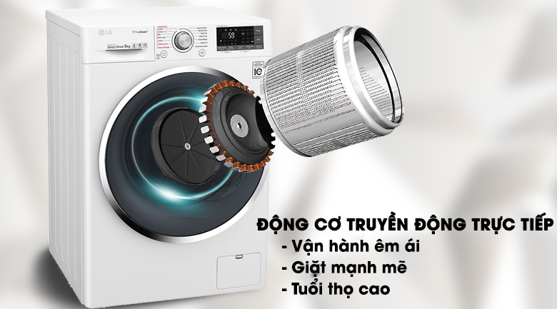 Động cơ truyền động trực tiếp - Máy giặt LG Inverter 9 kg FC1409S3W