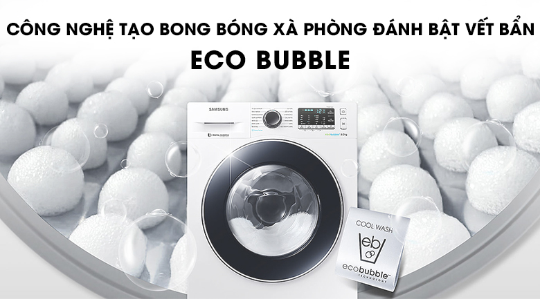 Công nghệ Eco Bubble - Máy giặt Samsung Inverter 8 kg WW80J54E0BW/SV